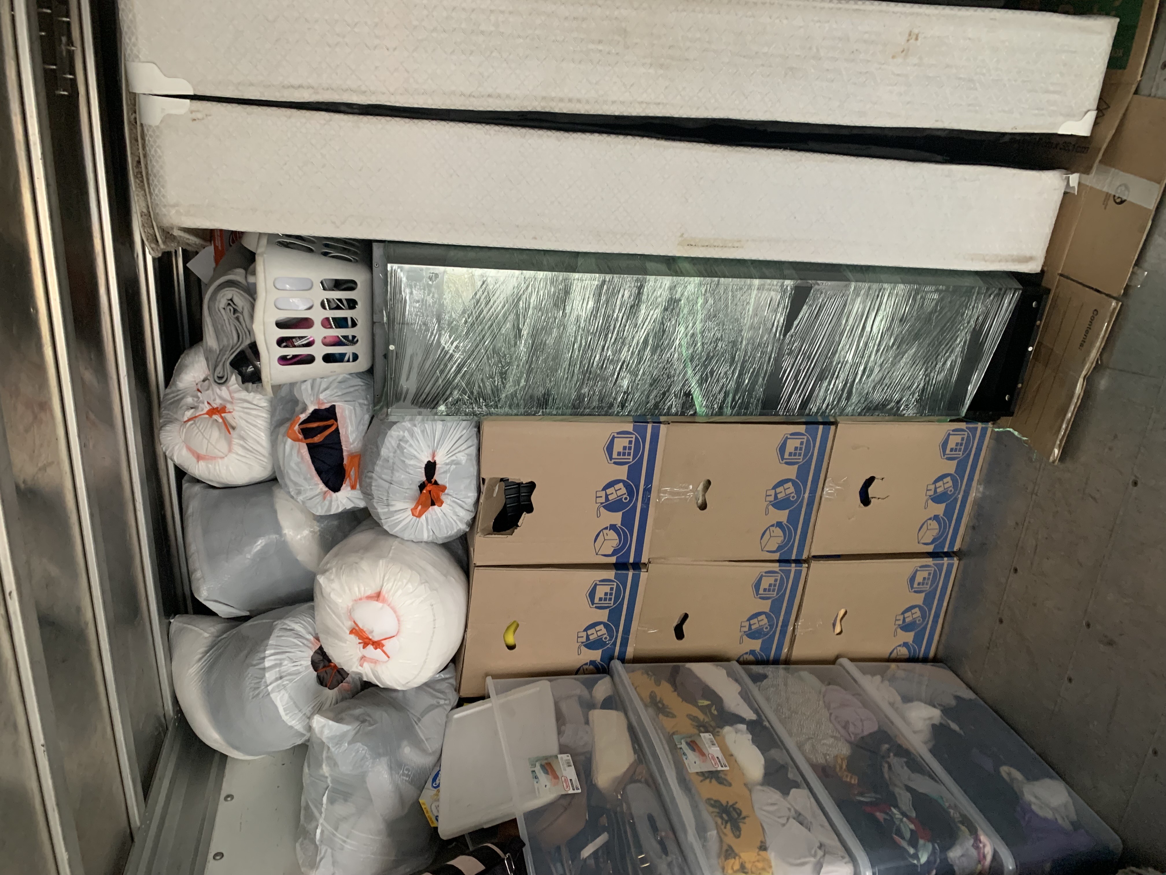 Furniture wrapped and secured in truck