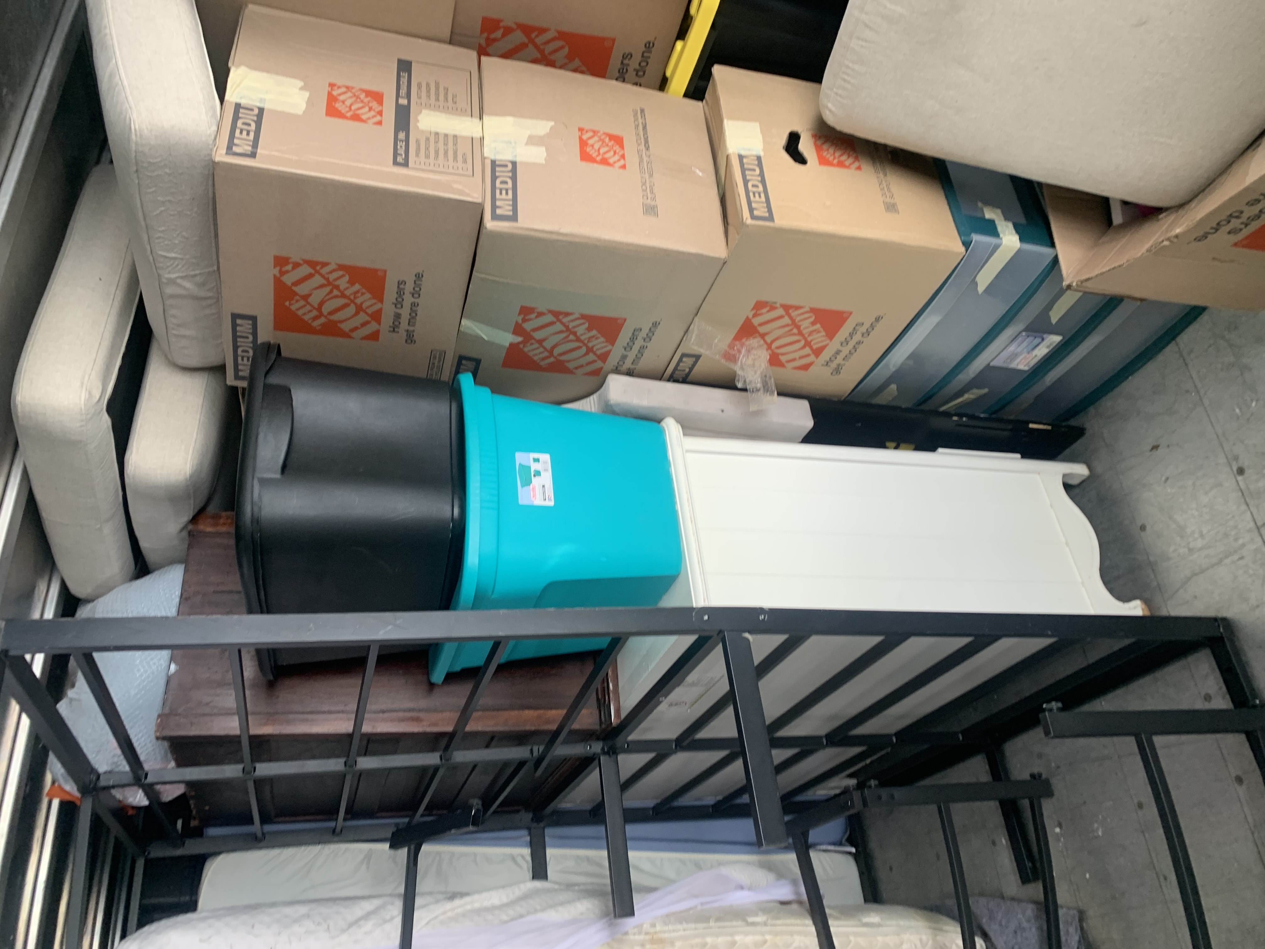 Moving truck with ramp deployed